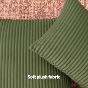 Decorative Pillow Cover Striped Olive Green 12x20 Pack of 2 - Image 3