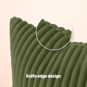 Decorative Pillow Cover Striped Olive Green 12x20 Pack of 2 - Image 4