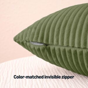 Decorative Pillow Cover Striped Olive Green 12x20 Pack of 2 - Image 5
