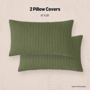 Decorative Pillow Cover Striped Olive Green 12x20 Pack of 2 - Image 6