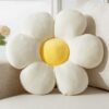 Decorative Throw Pillow Flower Design 15.75 Inch White