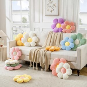 Decorative Throw Pillow Flower Design 15.75 Inch White - Image 2