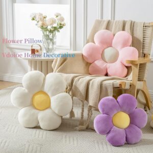 Decorative Throw Pillow Flower Design 15.75 Inch White - Image 3