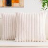 Faux Fur Throw Pillow Covers 18x18 Inch Pack of 2