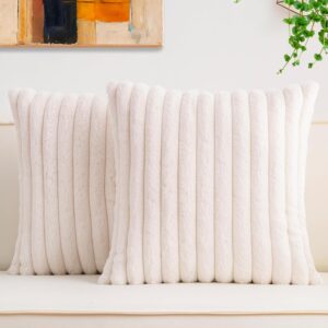 Faux Fur Throw Pillow Covers 18x18 Inch Pack of 2