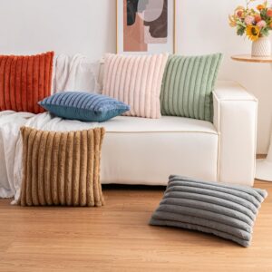 Faux Fur Throw Pillow Covers 18x18 Inch Pack of 2 - Image 6