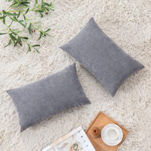 Lumbar Support Pillow Chenille Grey 12x20 Inch Set of 2 - Image 4