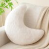 Moon Shaped Throw Pillow Soft Faux Rabbit