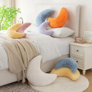 Moon Shaped Throw Pillow Soft Faux Rabbit - Image 2