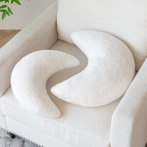 Moon Shaped Throw Pillow Soft Faux Rabbit - Image 3
