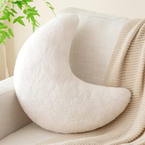Moon Shaped Throw Pillow Soft Faux Rabbit