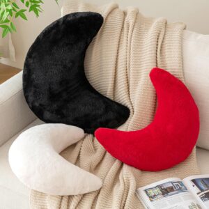 Moon Shaped Throw Pillow Soft Faux Rabbit - Image 4