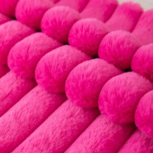 Set of 2 Decorative Throw Pillow Covers Faux Fur 18x18 Inch Hot Pink - Image 3