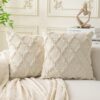 Throw Pillow Covers Set of 2 18x18 Inch Beige