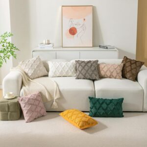 Throw Pillow Covers Set of 2 18x18 Inch Beige - Image 2