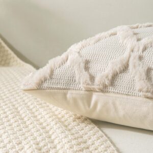 Throw Pillow Covers Set of 2 18x18 Inch Beige - Image 3