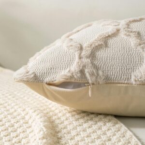 Throw Pillow Covers Set of 2 18x18 Inch Beige - Image 5