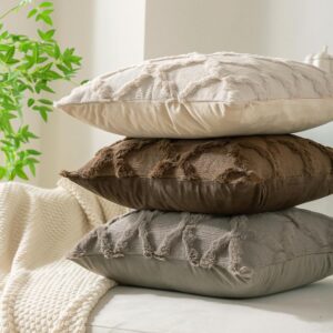Throw Pillow Covers Set of 2 18x18 Inch Beige - Image 6