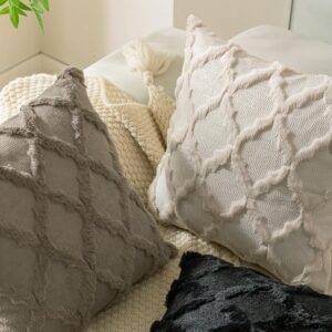 Throw Pillow Covers Set of 2 18x18 Inch Beige - Image 7