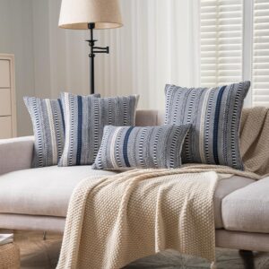 Throw Pillow Covers Set of 2 18x18 Inch Navy Blue - Image 2