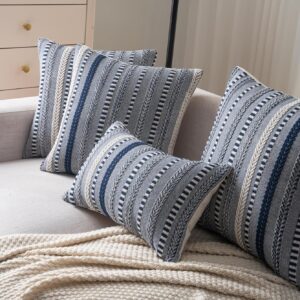 Throw Pillow Covers Set of 2 18x18 Inch Navy Blue - Image 3