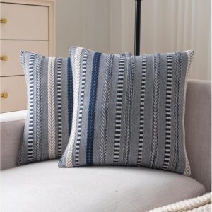 Throw Pillow Covers Set of 2 18x18 Inch Navy Blue