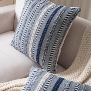 Throw Pillow Covers Set of 2 18x18 Inch Navy Blue - Image 4