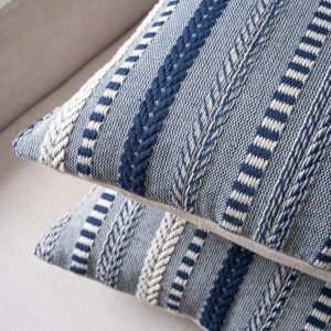 Throw Pillow Covers Set of 2 18x18 Inch Navy Blue - Image 5