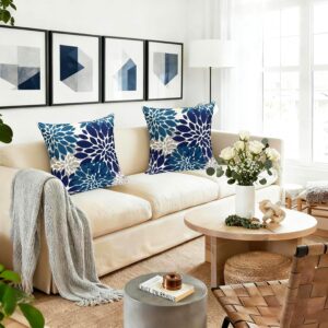 Throw Pillow Covers Set of 2 Blue 18x18 Inch - Image 3