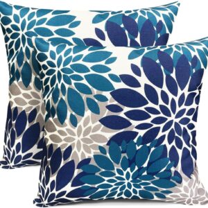 Throw Pillow Covers Set of 2 Blue 18x18 Inch