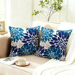 Throw Pillow Covers Set of 2 Blue 18x18 Inch - Image 4